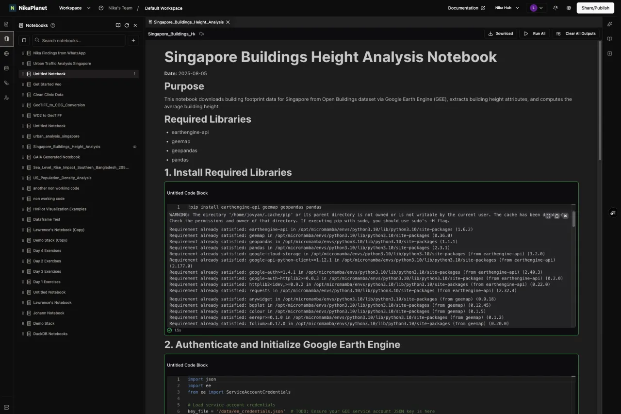 NIKA Notebook interface