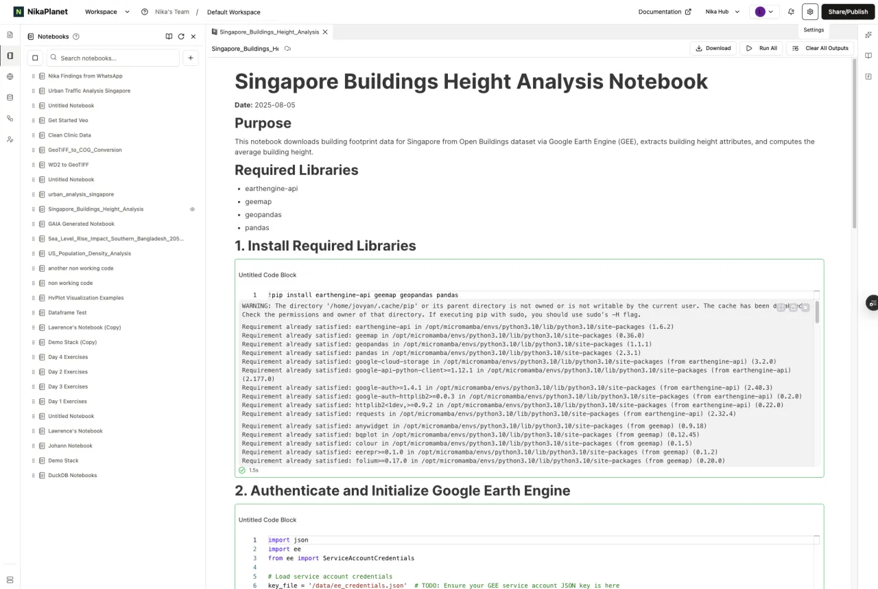 NIKA Notebook interface