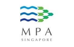 MPA Singapore logo, with three wave lines transitioning into green arrow chevrons above the wordmark