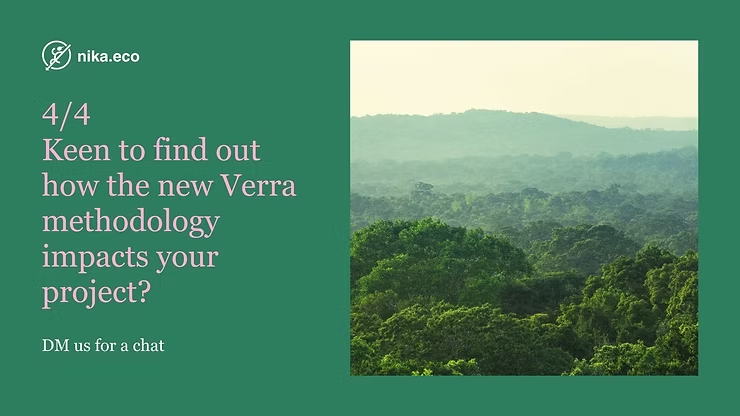 Hazy aerial view of tropical rainforest canopy on a dark green background with a call-to-action about how VM0048 impacts your project